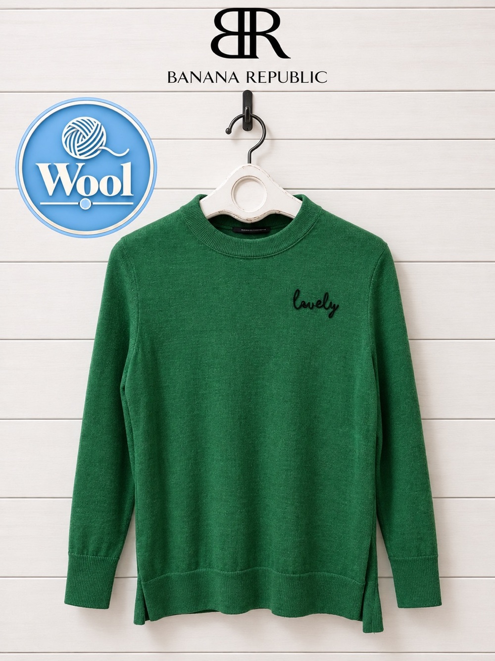 BANANA REPUBLIC green merino wool sweater XS Petite